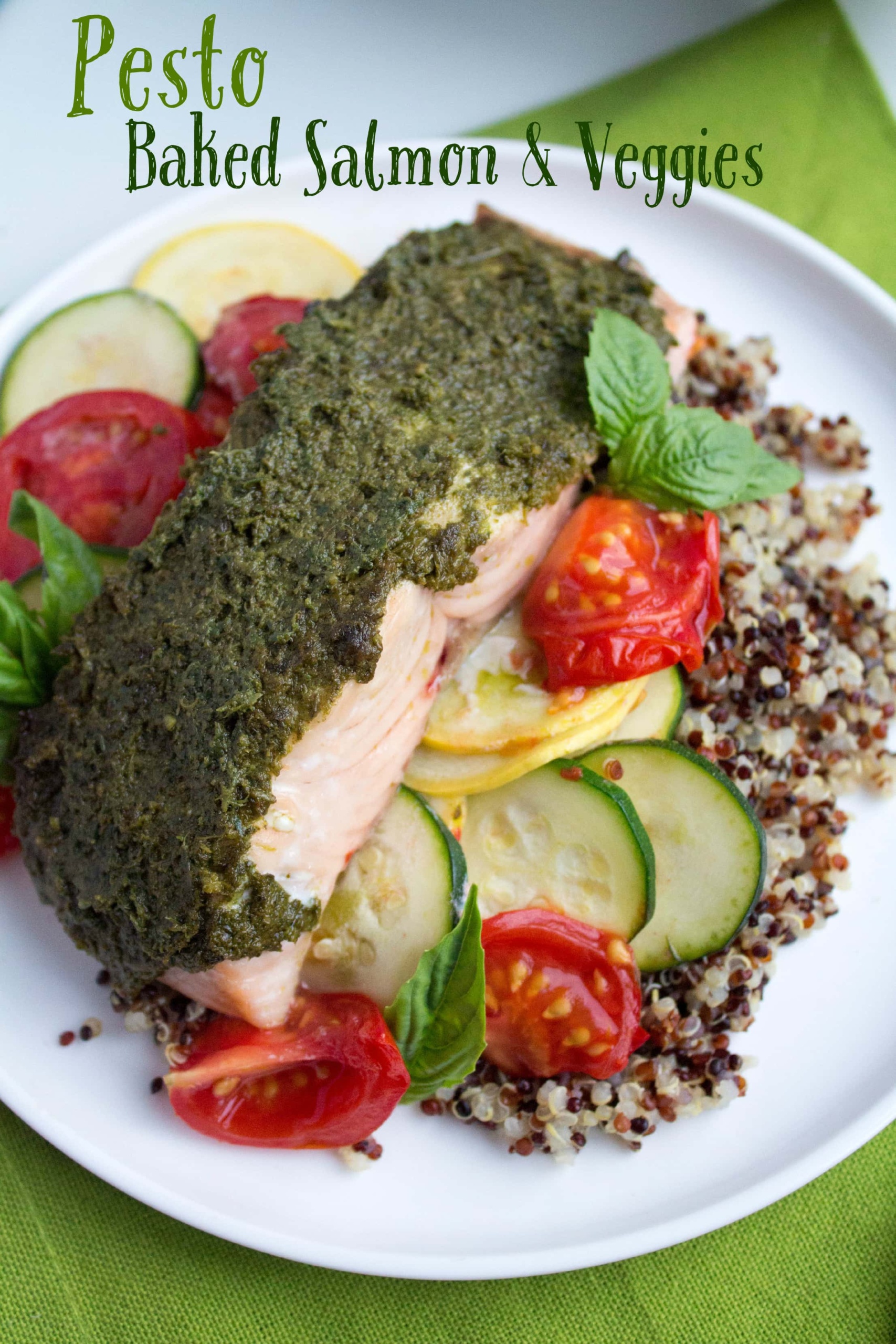 Baked Pesto Salmon with Veggies - fANNEtastic food