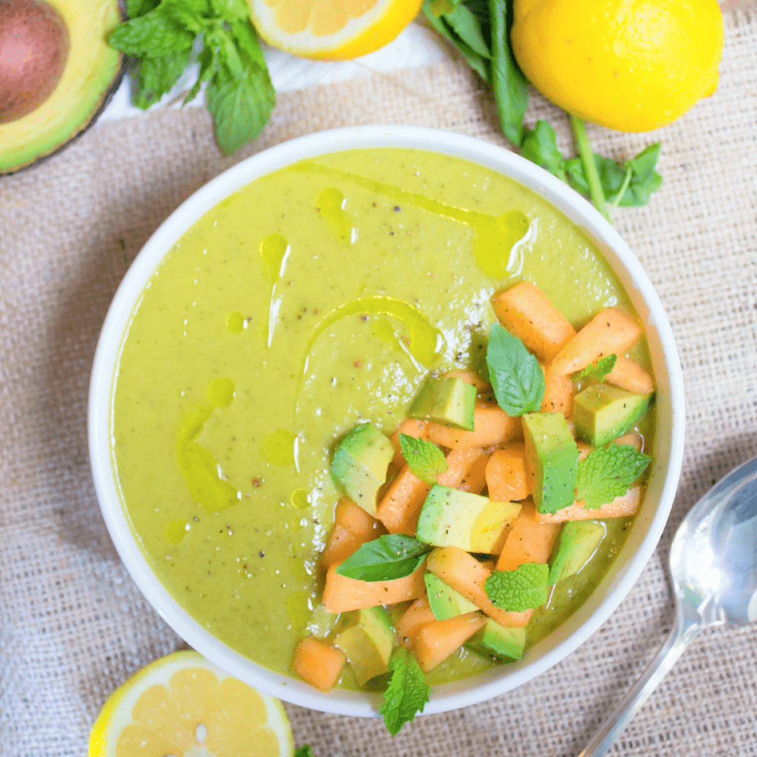 Chilled Avocado Gazpacho with Melon - Vegan and Gluten-free