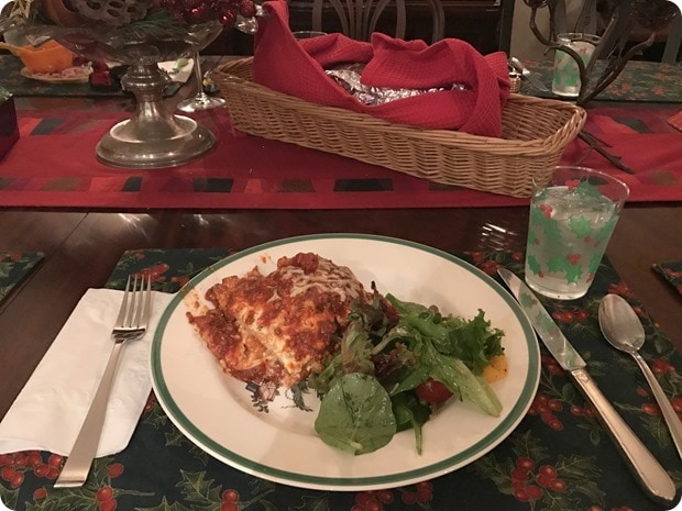 lasagna with salad