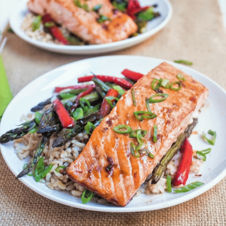 20-Min Sheet Pan Maple Glazed Asian Salmon & Veggies