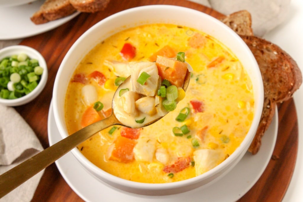 quick easy healthy seafood and sweet potato chowder recipe