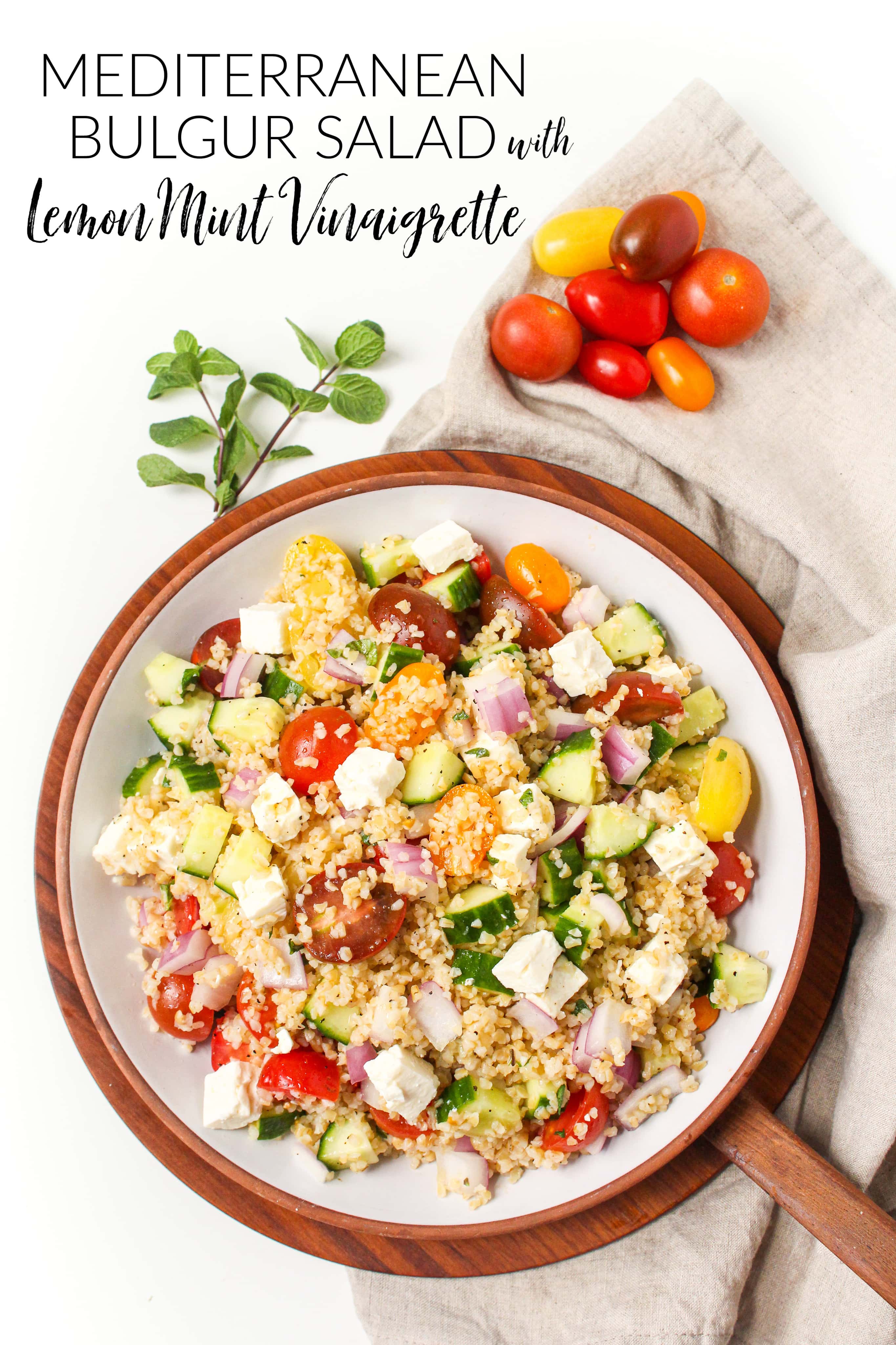 Mediterranean Bulgur Salad with Lemon Mint Vinaigrette - Healthy Recipe