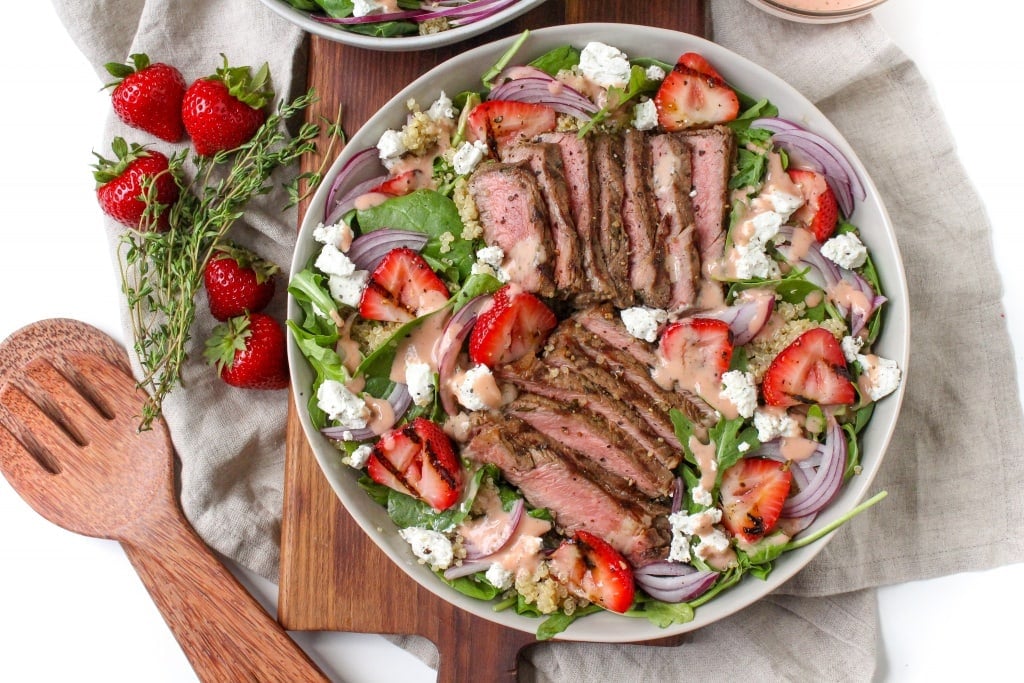 Recipes Using Summer Produce - Grilled Steak and Strawberry Salad with Strawberry Vinaigrette