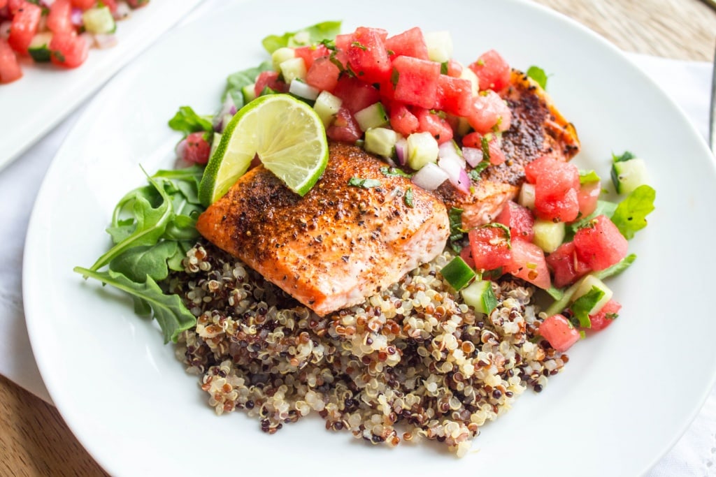 Recipes Using Summer Produce - Salmon with Watermelon Salsa