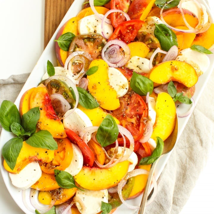 heirloom tomato peach caprese salad4