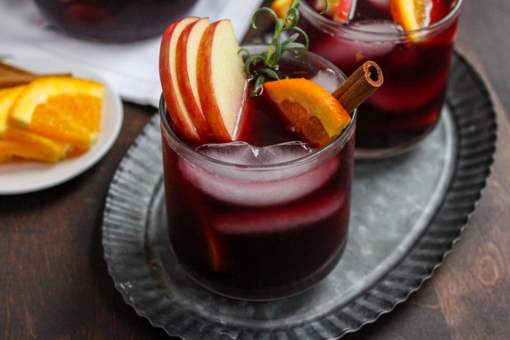 Easy Fall Sangria Recipe with apple cider + bourbon Enjoy Iced or Hot