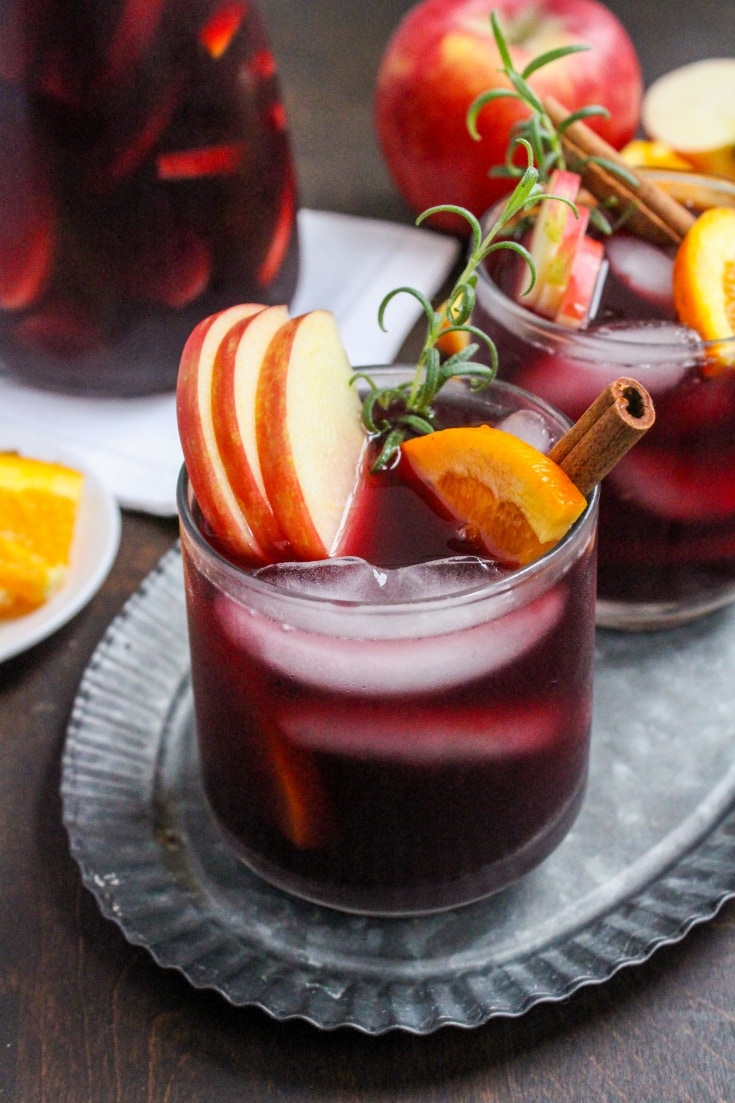 Easy Fall Sangria Recipe with apple cider + bourbon | Enjoy Iced or Hot