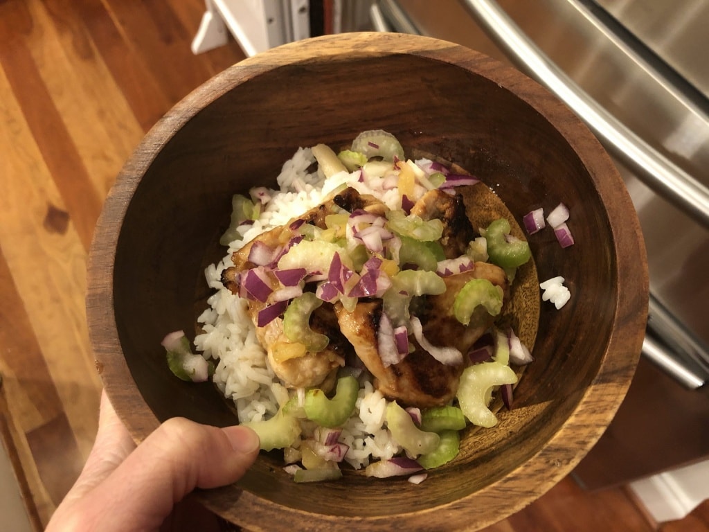 chicken rice with fruit salsa