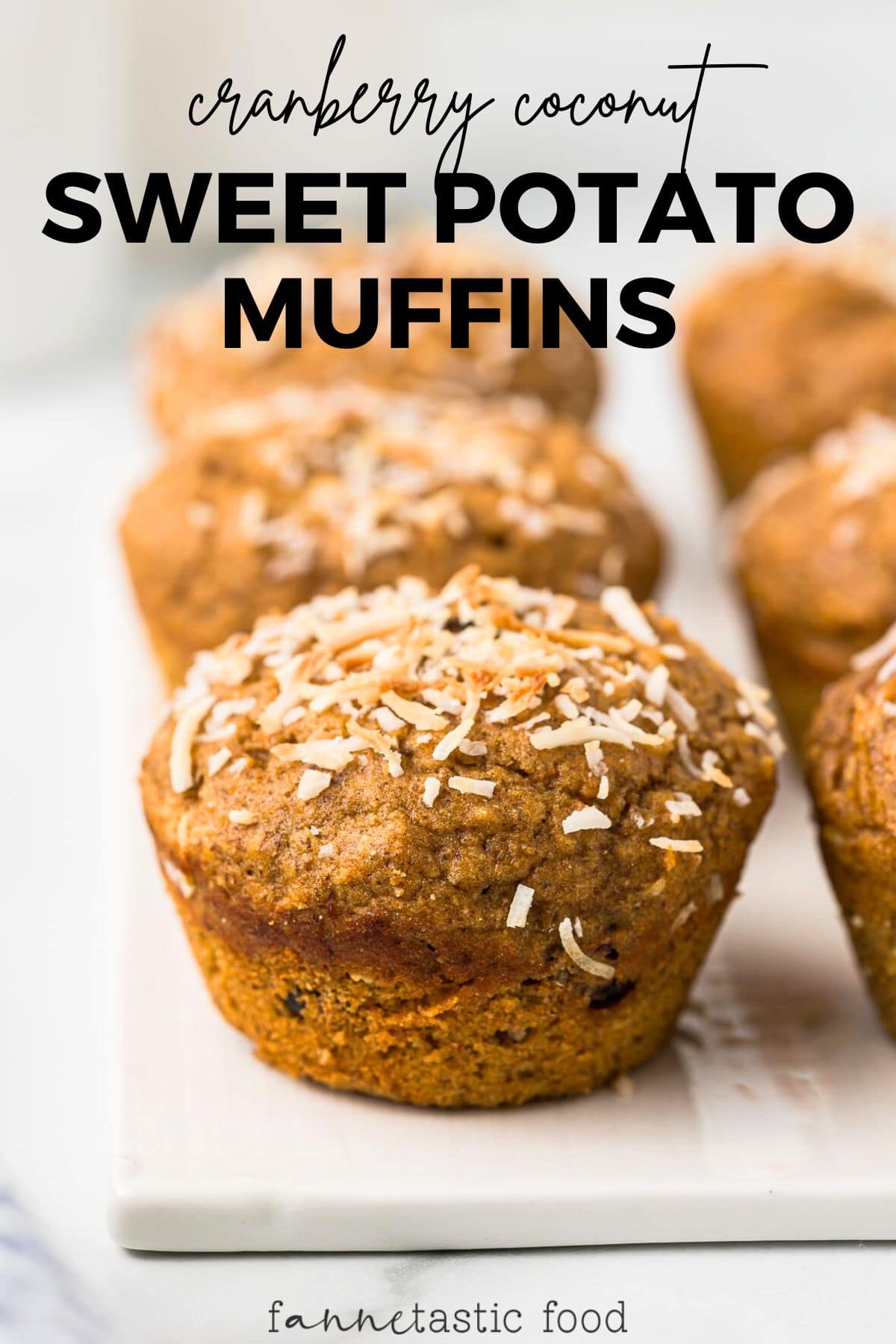 coconut whole wheat sweet potato muffins with dried cranberries