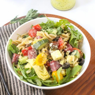 pasta and arugula salad with Italian dressing