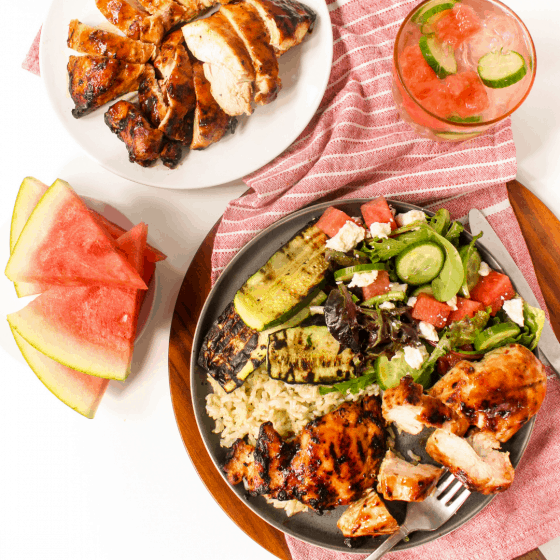 Watermelon Chicken with Balsamic Glaze