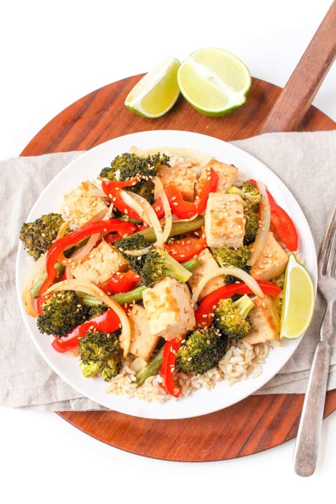 Baked Sesame Tofu with Veggies (Sheet Pan Dinner)