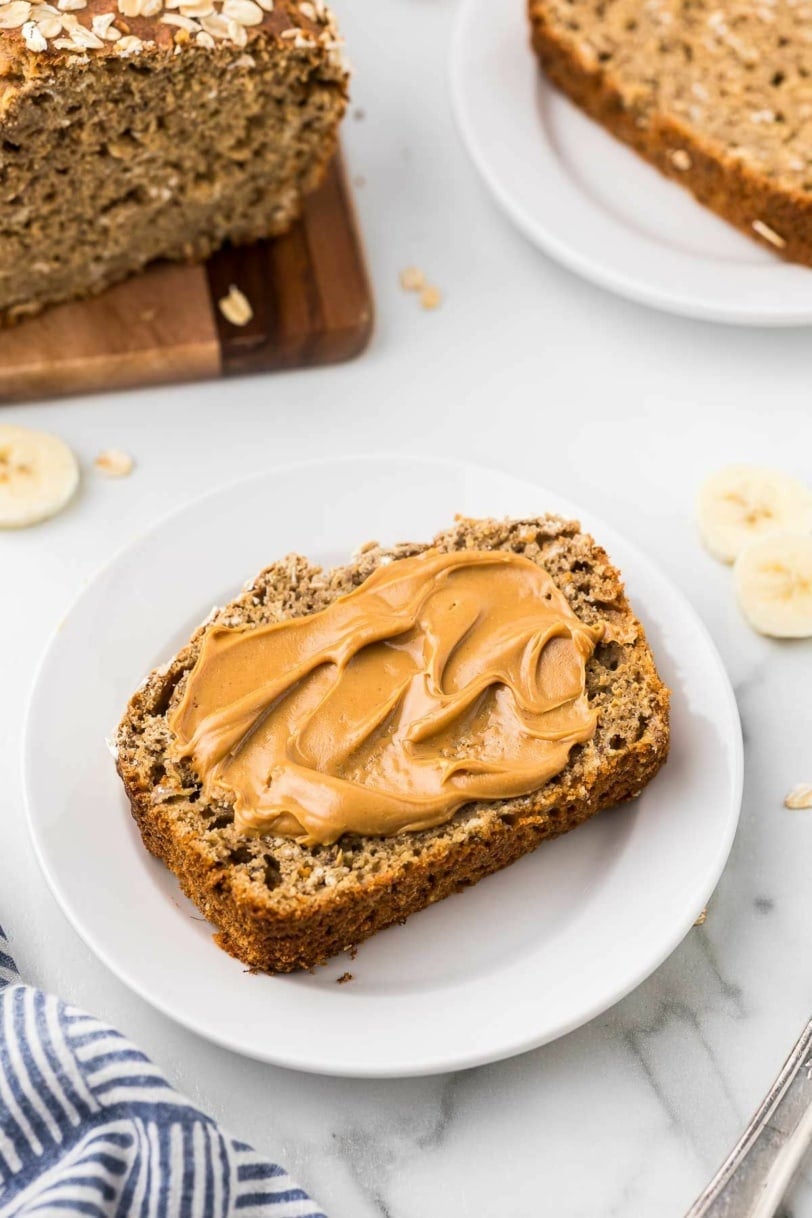 Moist Whole Wheat Peanut Butter Banana Bread (Low Sugar!)