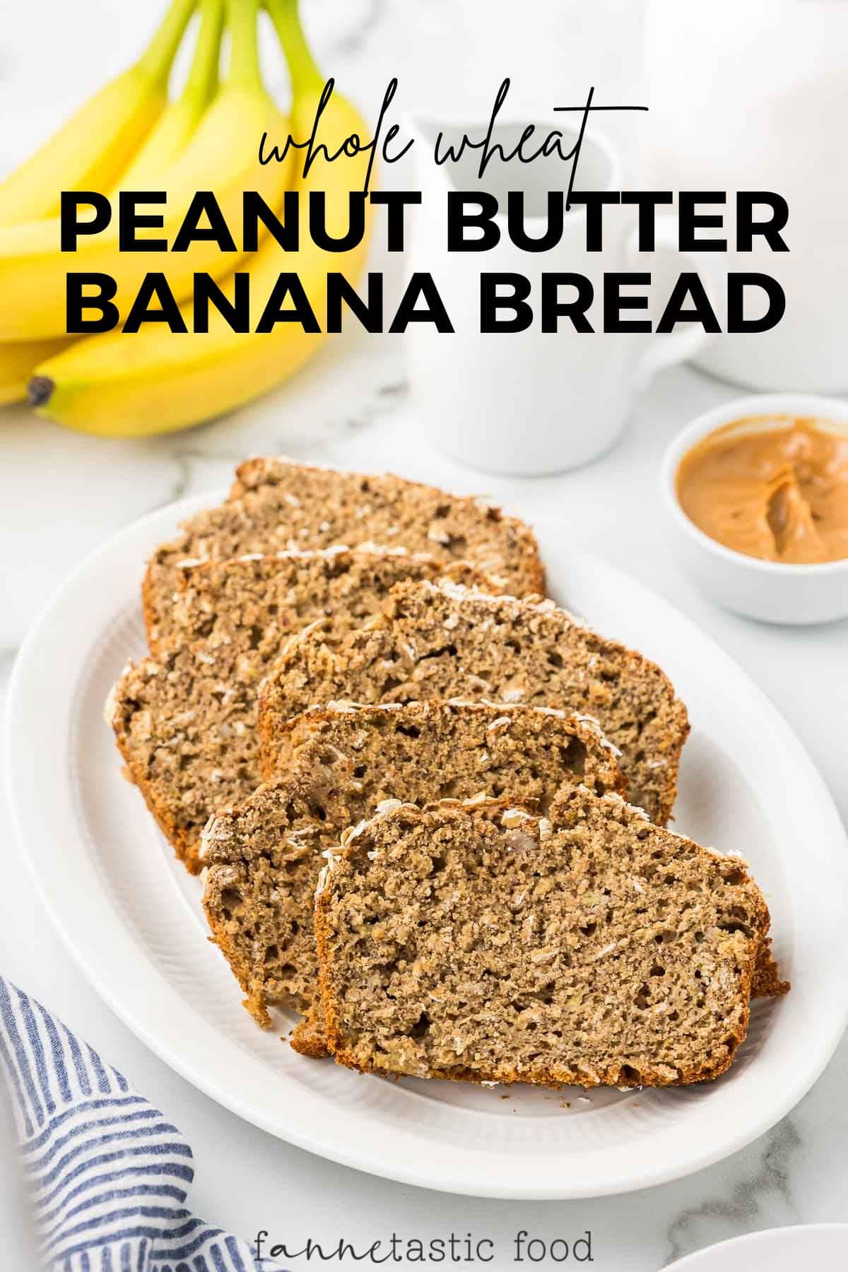 Moist Whole Wheat Peanut Butter Banana Bread (Low Sugar!)