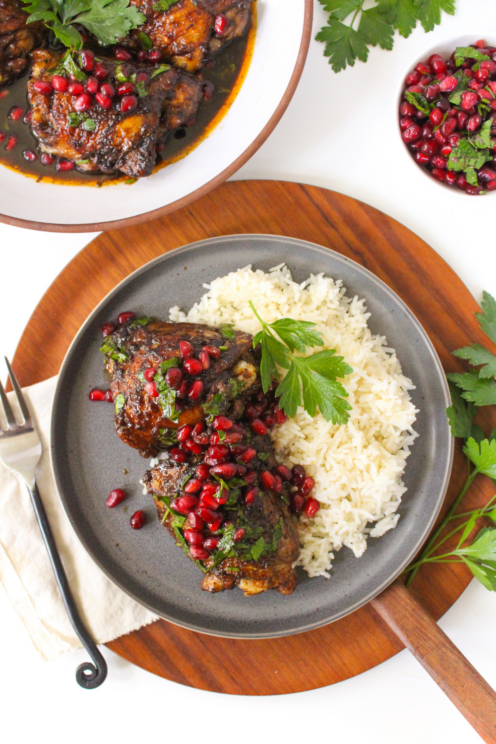 Pan Seared Chicken Thighs with Pomegranate Glaze - fANNEtastic food