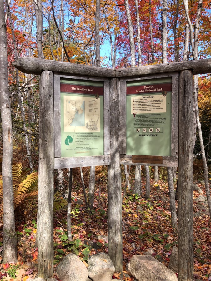 trailhead for beehive hike in acadia national park