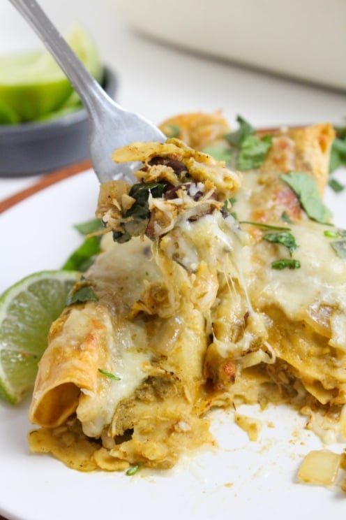 Crock Pot Chicken Enchiladas Verde - fANNEtastic food