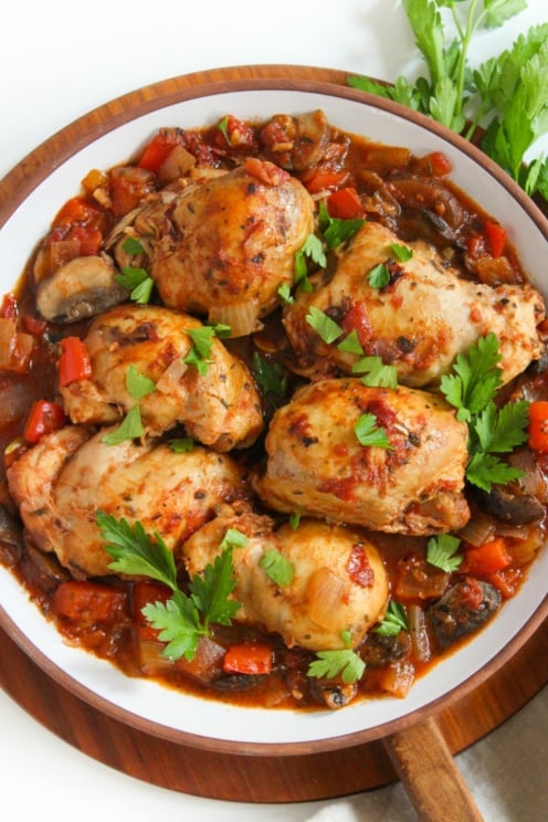 Slow Cooker Chicken Cacciatore & Veggie-Packed Tomato Sauce