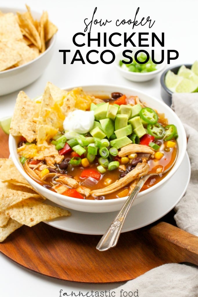 Veggie-Packed Slow Cooker Chicken Taco Soup (Easy Prep) - fANNEtastic food