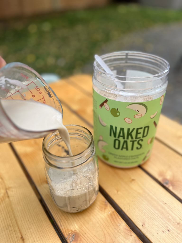 making overnight oats with naked oats