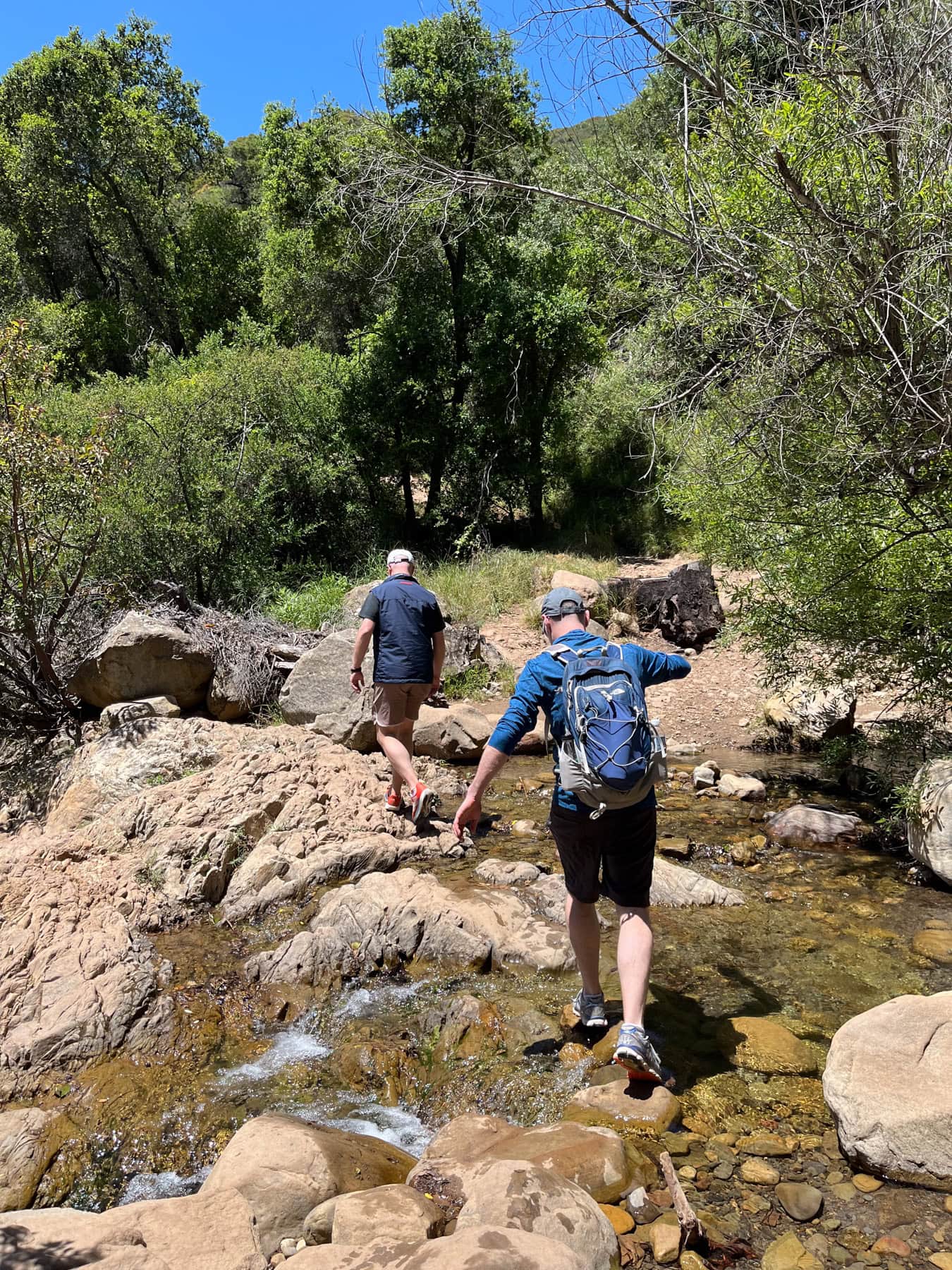 crossing the stream on inspiration point trail