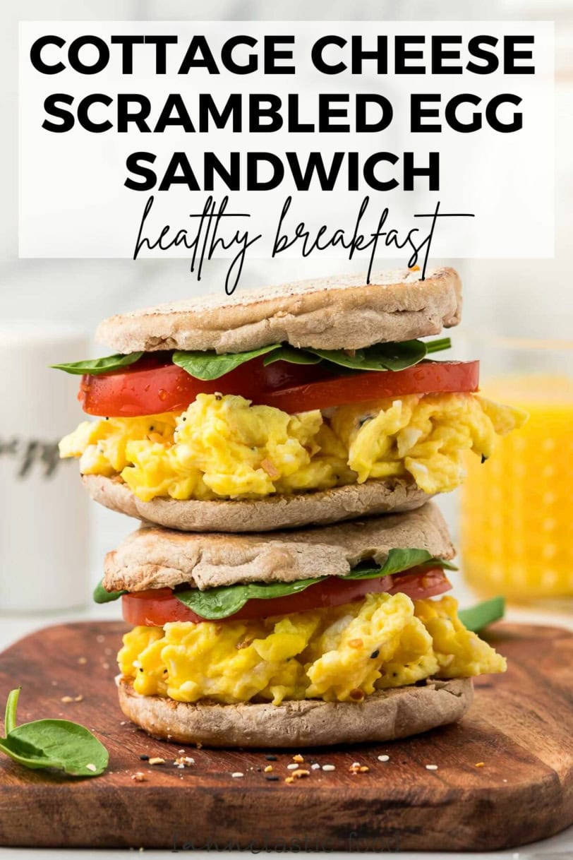 cottage cheese scrambled egg sandwiches with english muffins