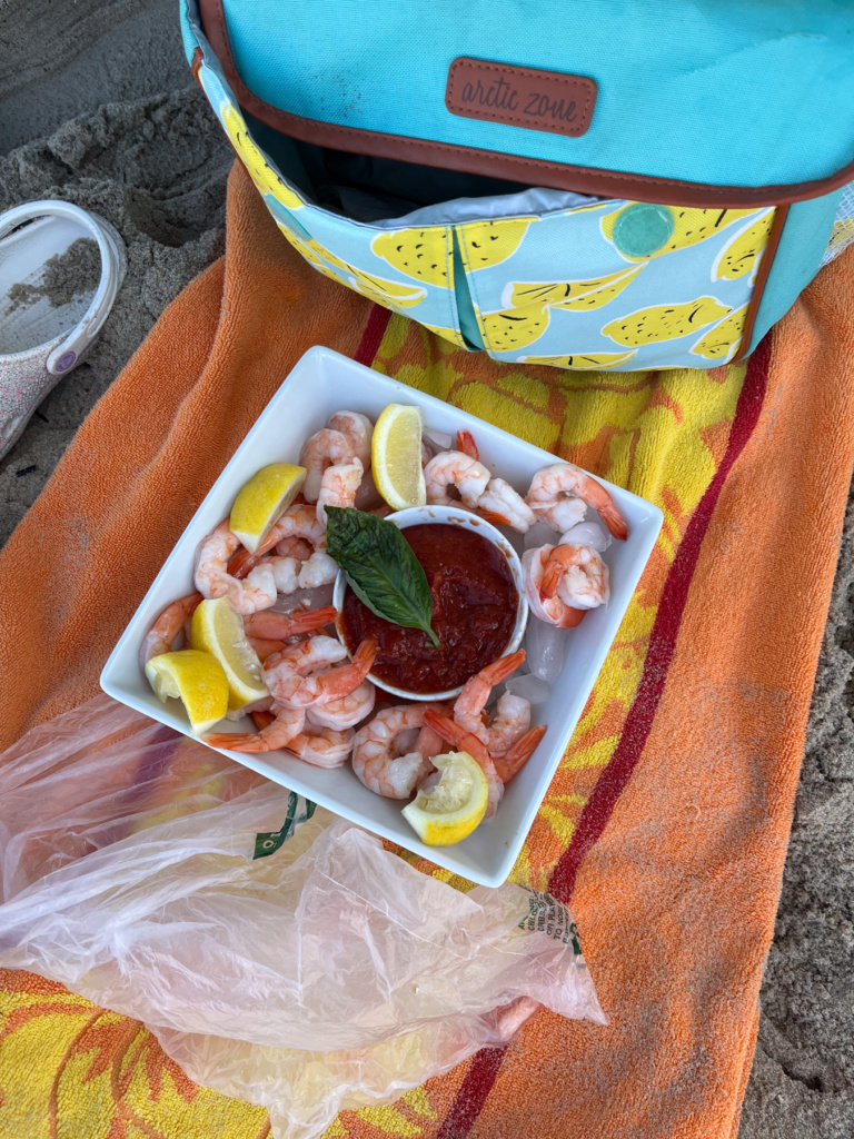 shrimp cocktail on the beach