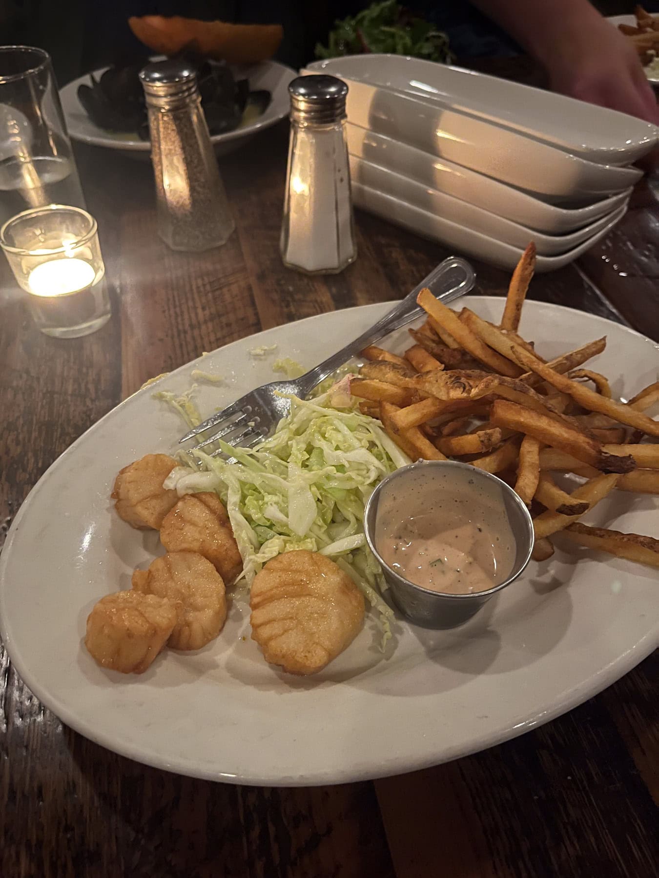 scallops and fries from mayer's in cape may