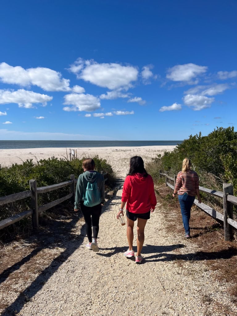 hiking on the beach in cape may state park